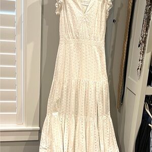 Veronica Beard White Eyelet Maxi Dress